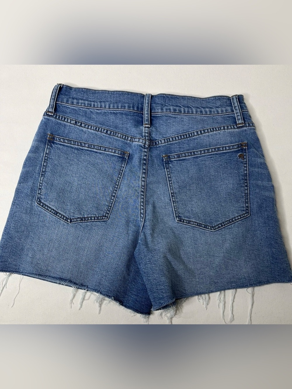Madewell high rise denim shorts button front edition blue cutoff EUC - Picture 2 of 2